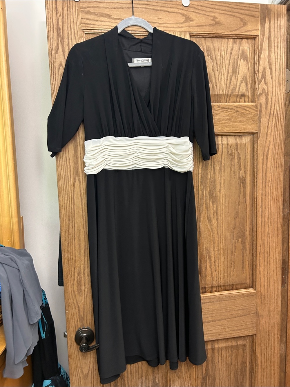 Elegant Black Dress with White Waistband